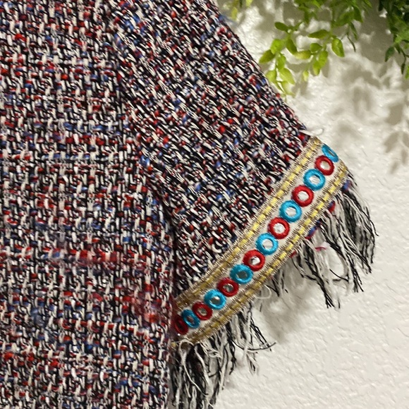 Zara Woman Tweed and Shirt Style Pleated Top - Picture 5 of 7